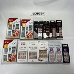 Mixed Lot of 13 Packs Kiss Nails & Sally Hansen Press on Nails *PLEASE READ